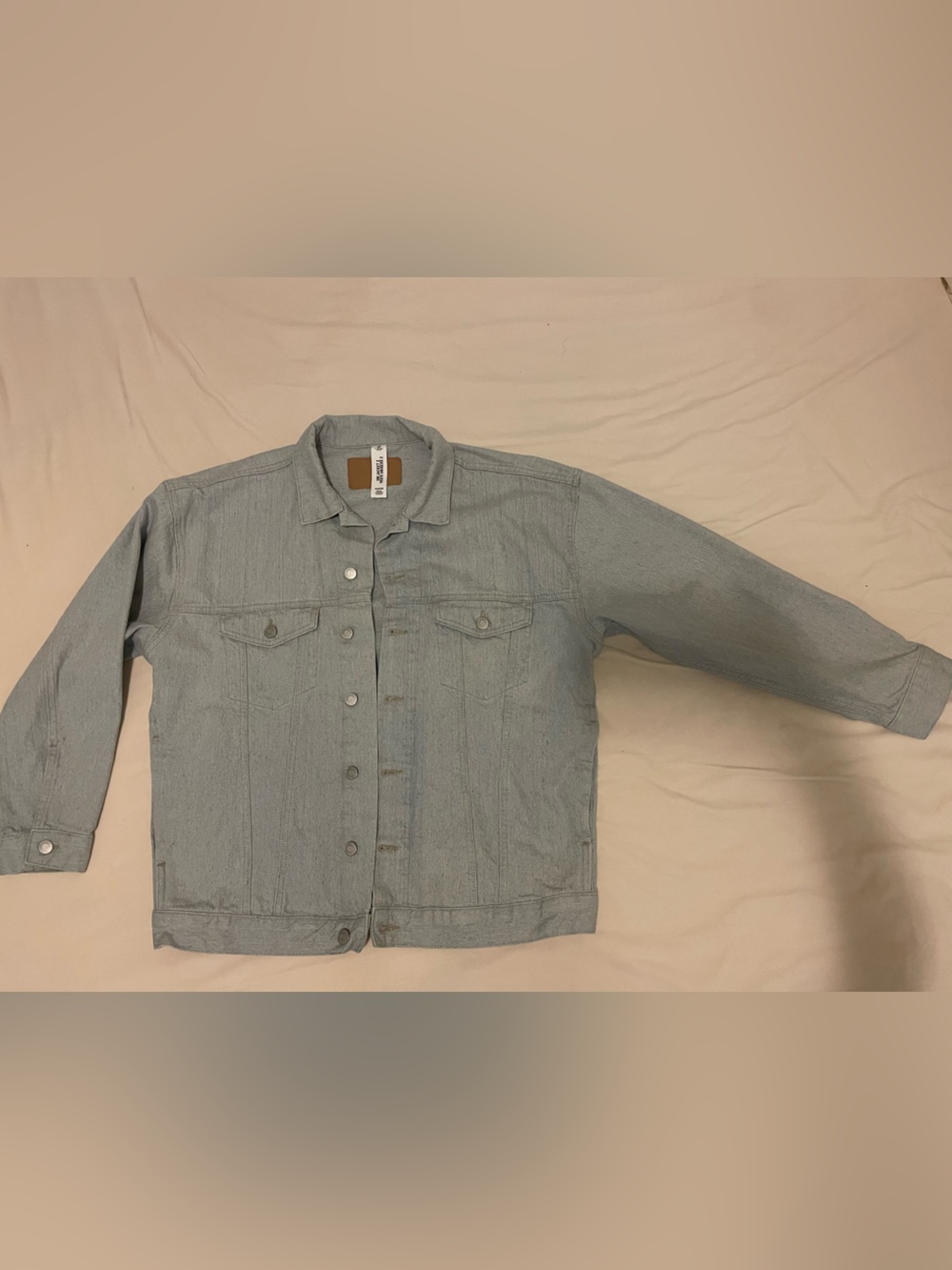 H&M Light Grey Denim Trucker Jacket - Size S - 100% Cotton Unisex